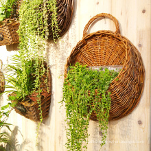 Wholesale indoor wall artificial plant flower pot garden flower hanging rattan baskets flower girl basket for home garden